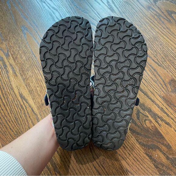 BIRKENSTOCK PAPILLIO Gizeh Purple & Green Paisley Print Faux Leather Sandals - Picture 6 of 8